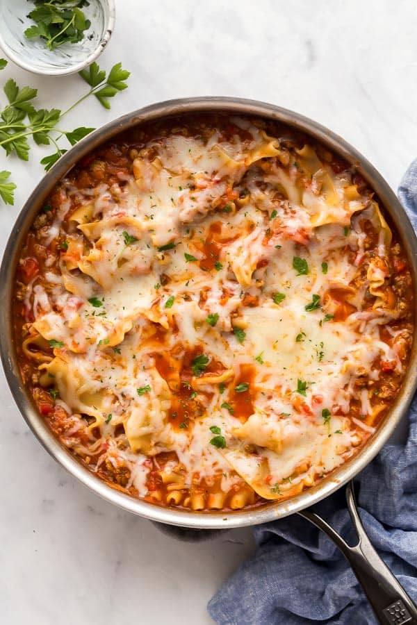 Healthy One Pot Skillet Lasagna: Quick & Low-Calorie Weeknight Meal